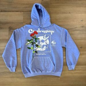 New Civil Regime Skull And Roses Graphic Blue Pullover Hoodie Size Medium Urban